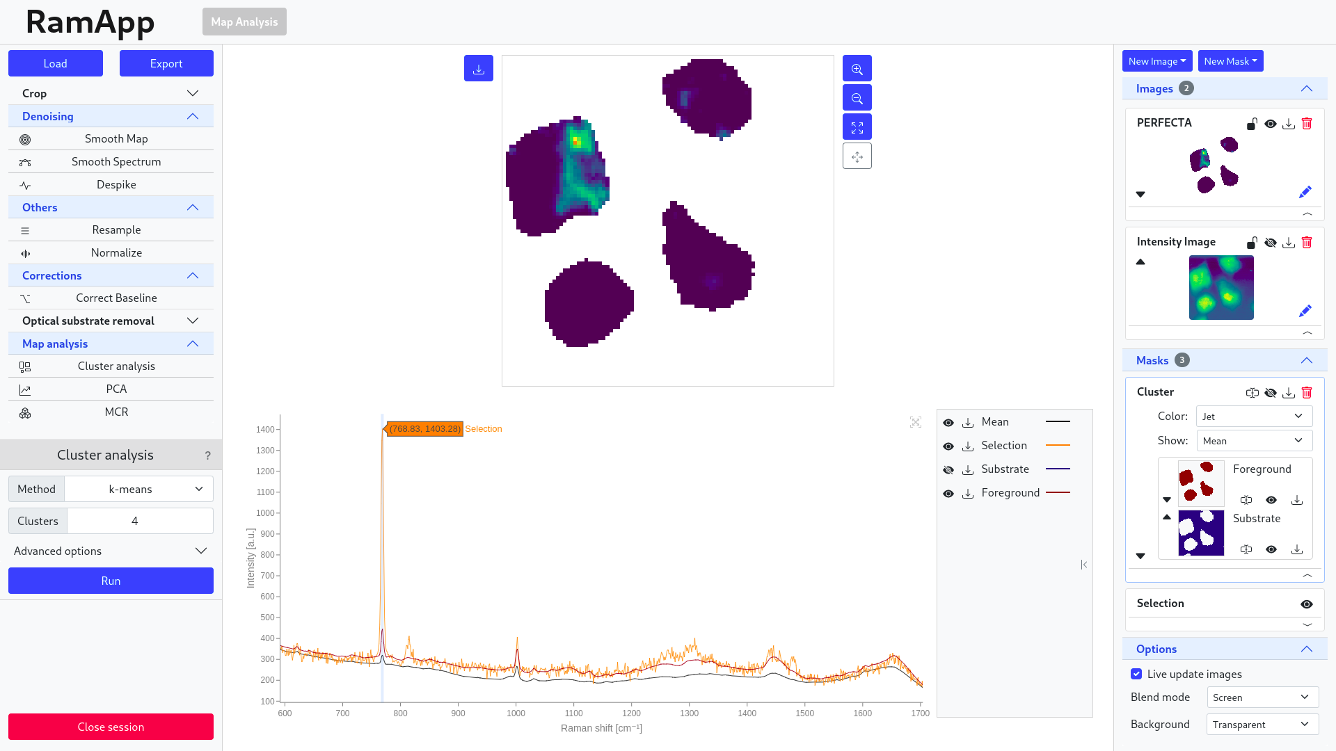 OrganVision: RamApp, graphical tool for the pre-processing of hyperspectral data
